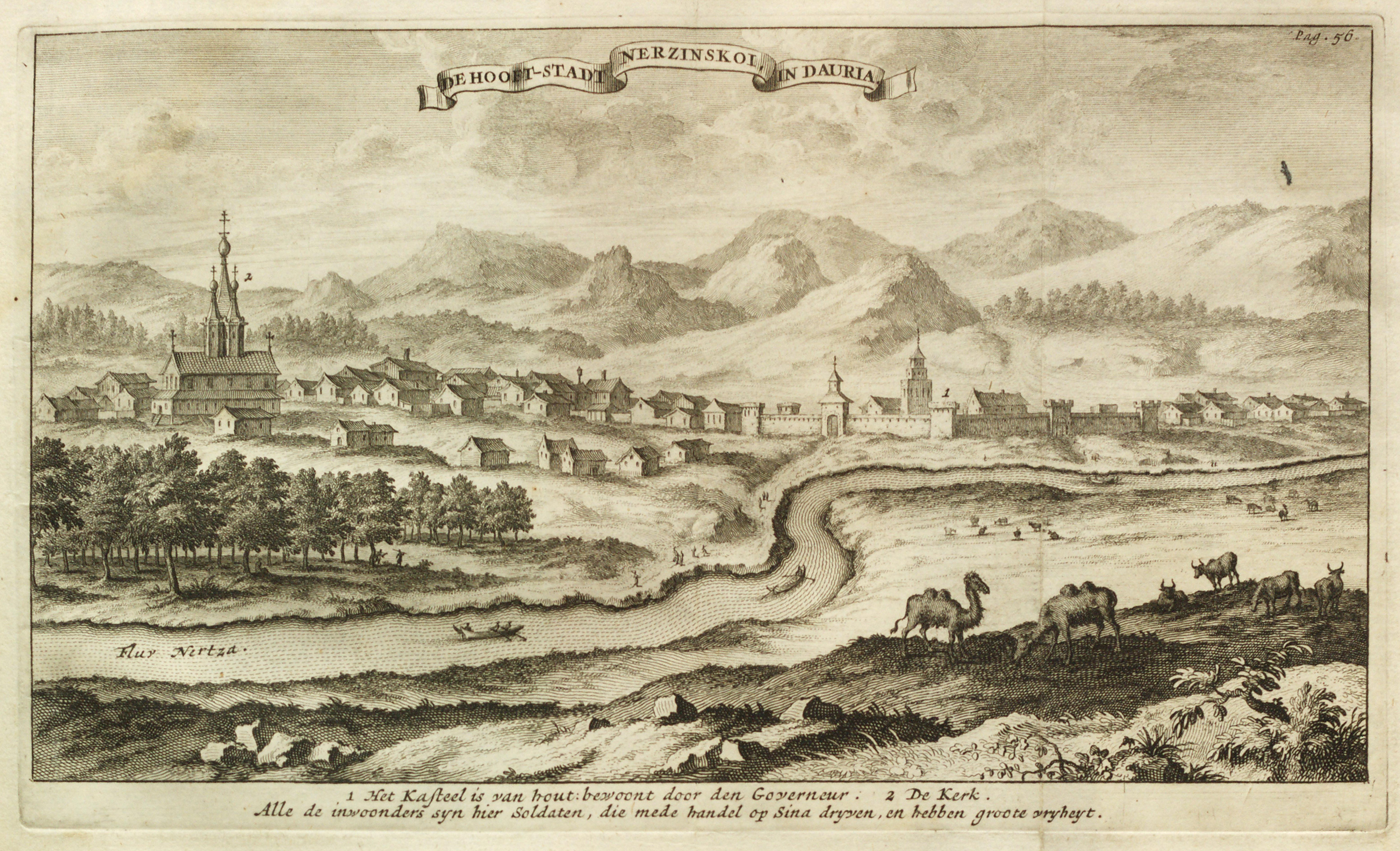 Вид на Нерчинск, 1710 год. Источник: wikipedia.org