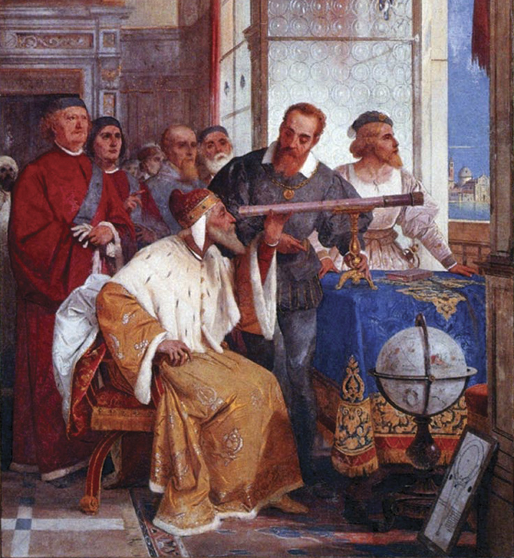 3 Галилеи показывает телескоп венецианскому дожу (фреска Дж. Бертини).jpg