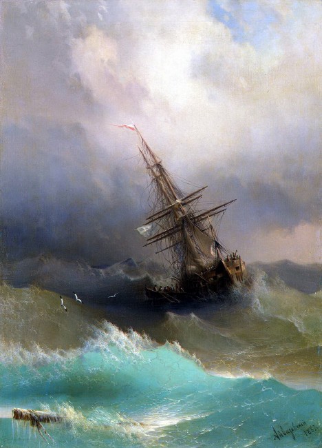 Корабль среди бурного моря, Айвазовский, 1887.jpg