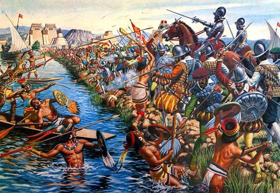 Сражение конкистадоров и ацтеков в Теночтитлане.jpg