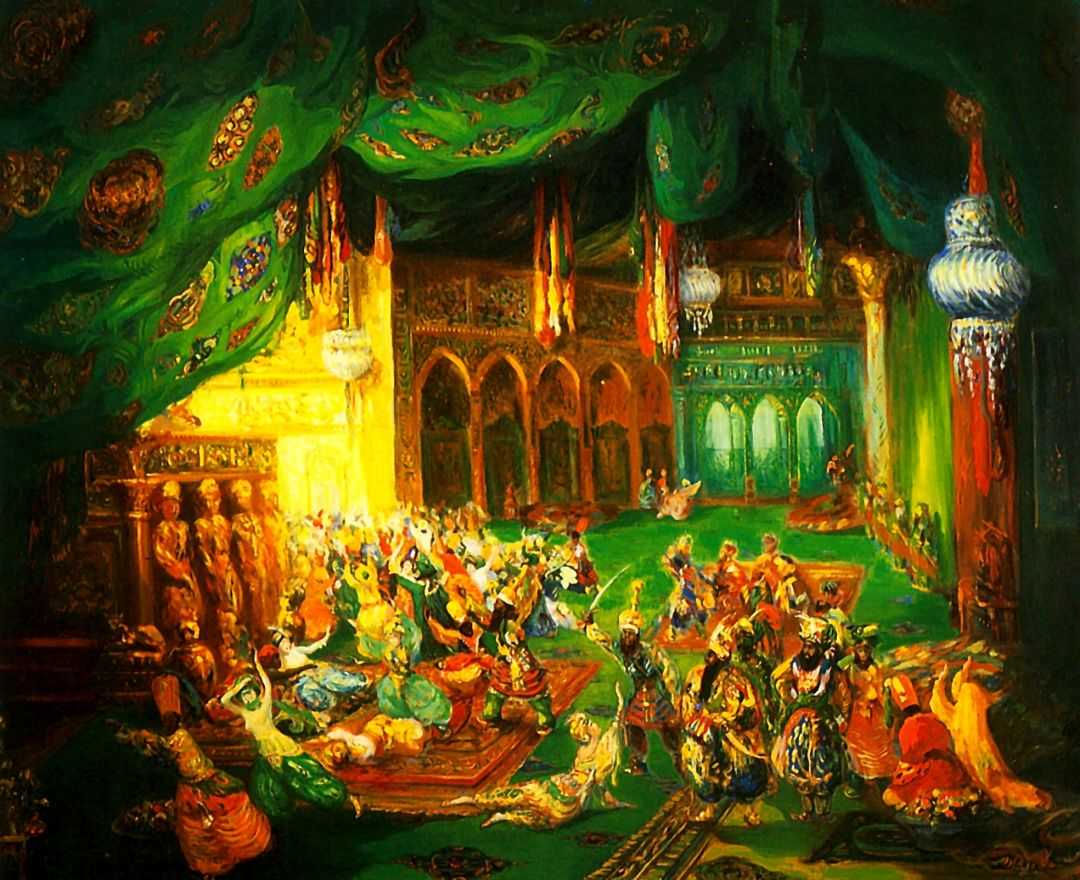 Эскиз декораций Бакста к балету «Шехерезада», 1910.