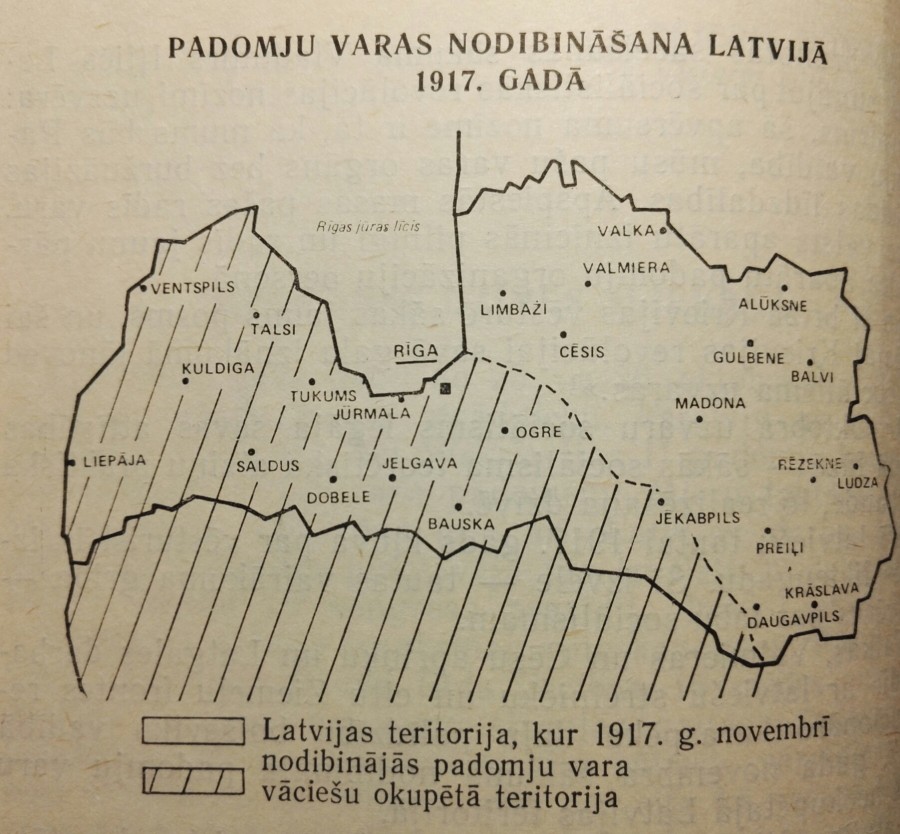 Латвия в 1917 году. Штрихом указаны оккупированные немцами территории. (andrey-krasniy.livejournal.com) Латвия в 1917 году. Штрихом указаны оккупированные немцами территории. <br>