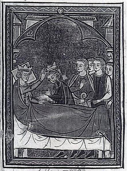 Смерть Балдуина IV. Средневековая миниатюра.
