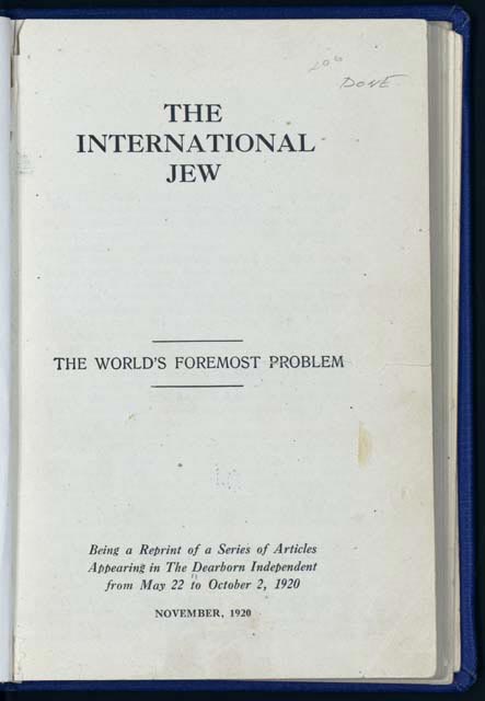 Книга Форда «Международное еврейство», 1920.