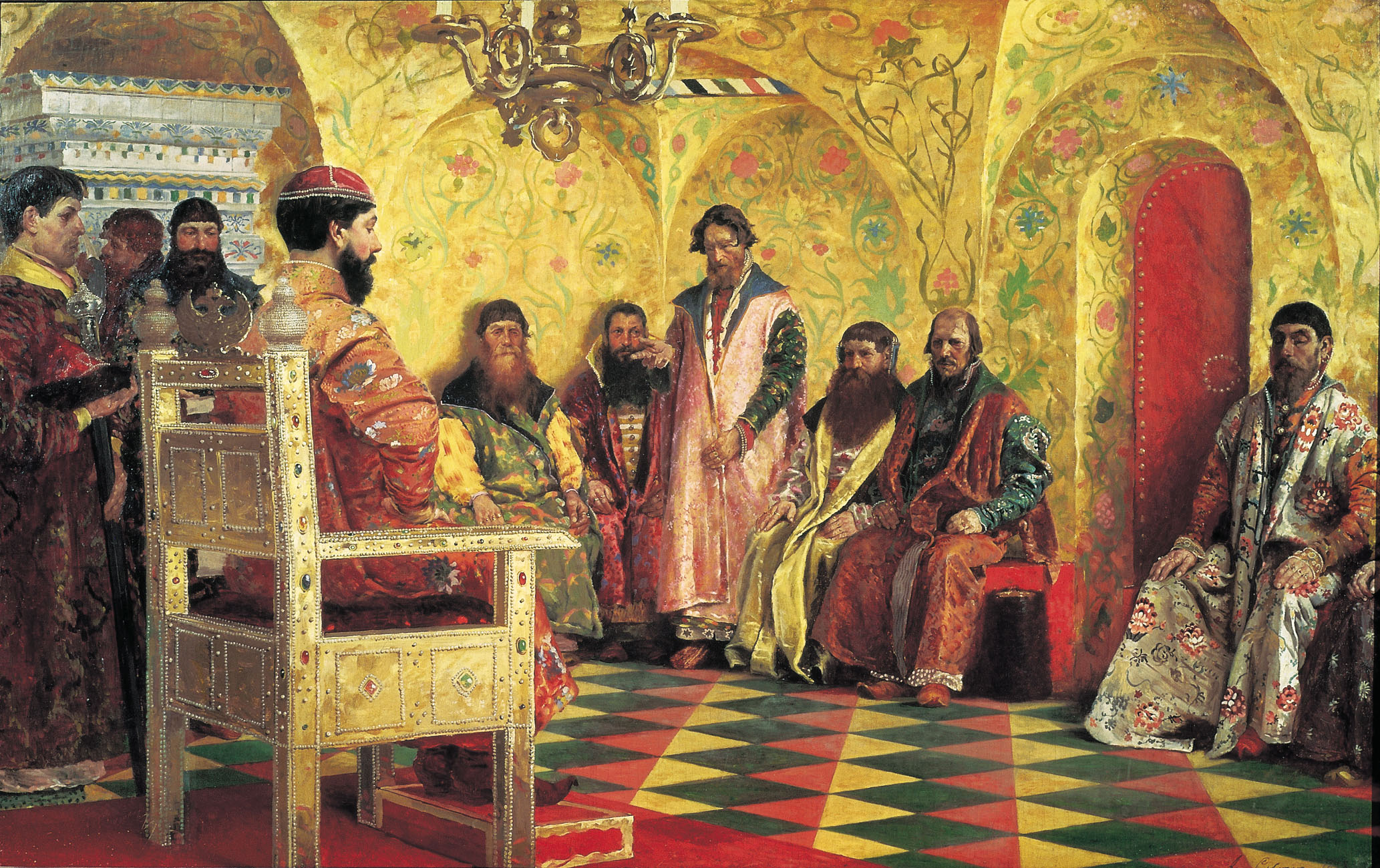 Михаил Фёдорович на собрании боярской думы (Андрей Рябушкин, 1893.jpg Михаил Фёдорович на собрании боярской думы (Андрей Рябушкин, 1893.jpg