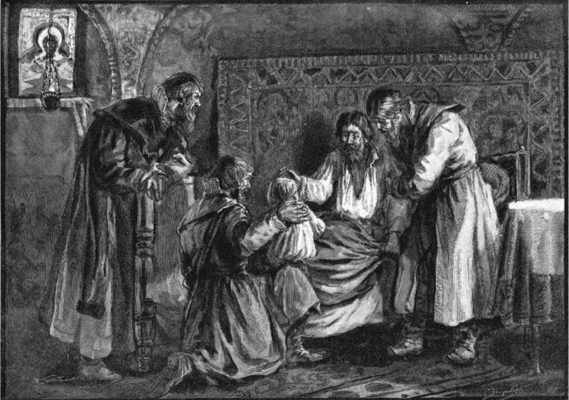 Василий III благословляет Ивана Грозного перед смертью