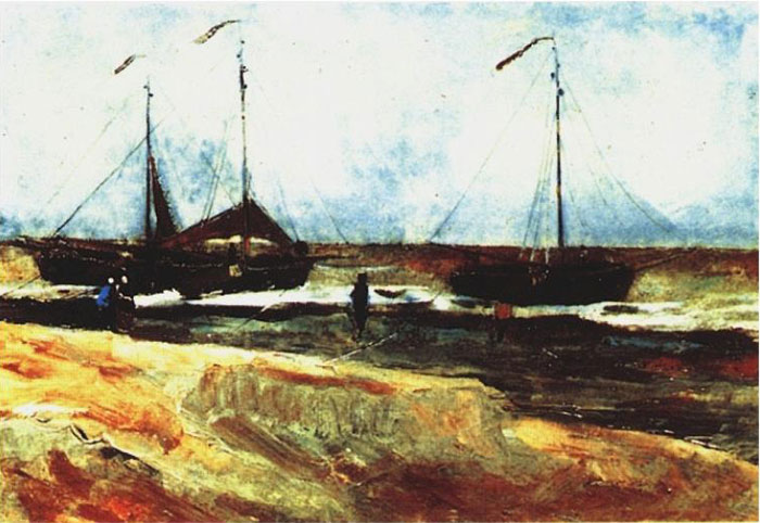 Пляж в Схевенингене в тихую погоду. 1882.jpg