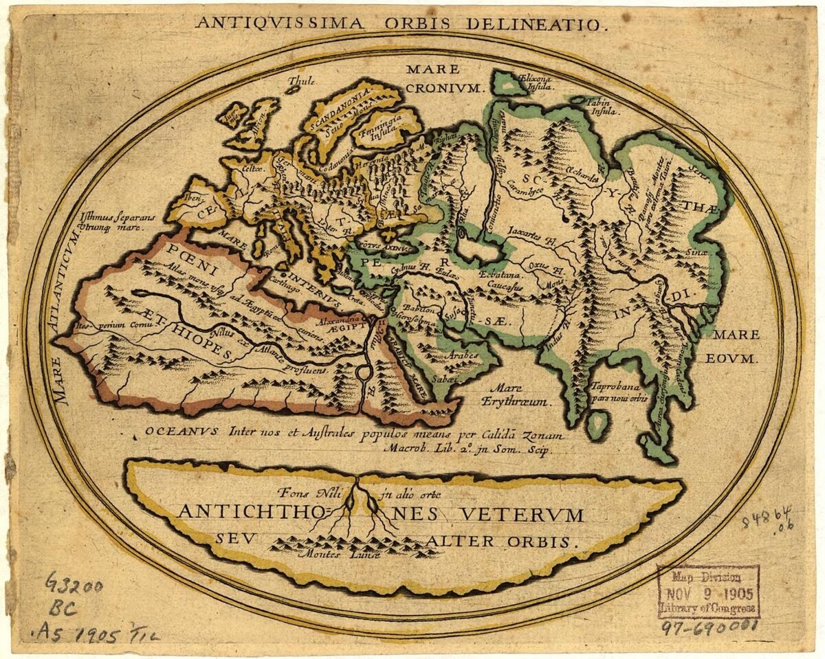 Греческая карта мира в 6-м в. до н. э.