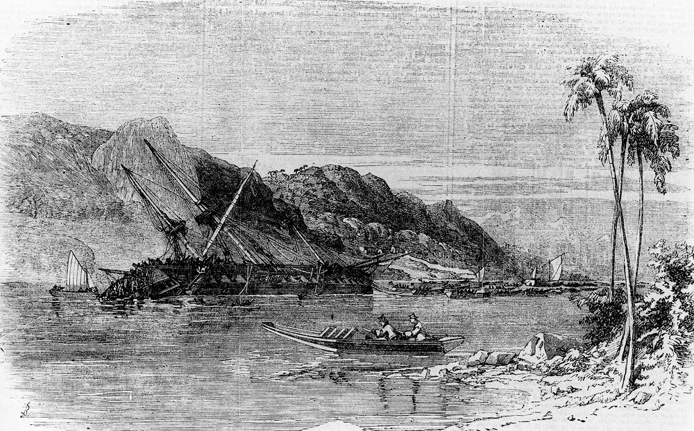 Гибель фрегата «Диана» (рисунок из газеты The Illustrated London News). Источник: wikipedia.org