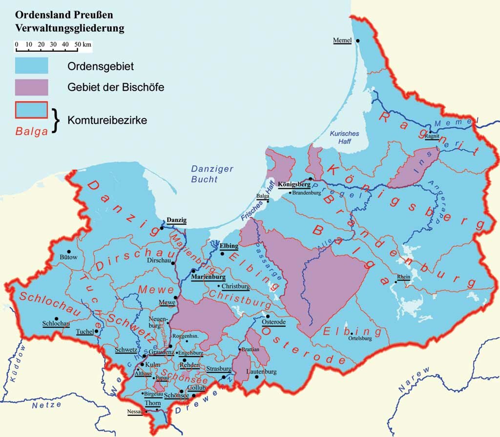Карта ландмайстерства Пруссия.