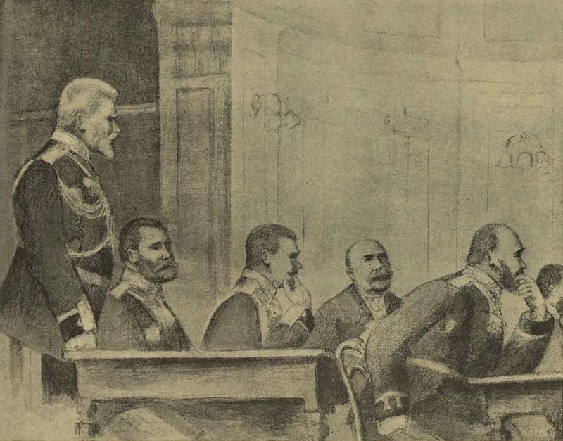 Заседание суда по делу о сдаче японцам крепости Порт-Артур, 1908 год. (wikipedia.org) 5.jpg